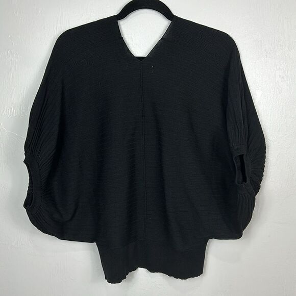 Karlie Viscose Black V-neck Dolman Sleeve Ribbed Knit Pullover Sweater Size S - Picture 4 of 9